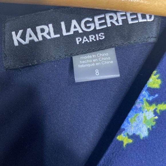 Karl Lagerfeld Paris Womens Blue Floral Jumper Sz 8 Pants Romper One Peice - Picture 8 of 9